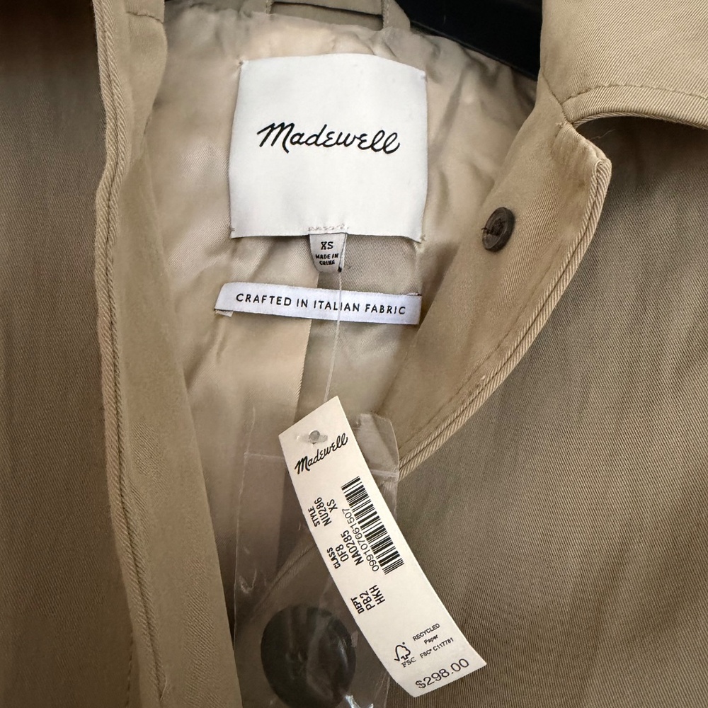 Madewell trench coat NWT size XS - Picture 2 of 5